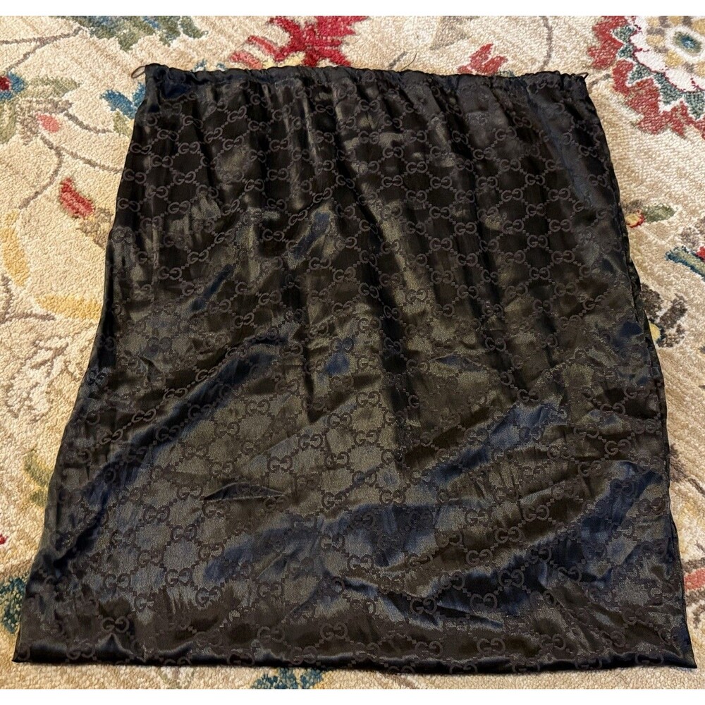 Vintage Gucci Monogram GG Print Satin Brown Drawstring Dust Bag 20āx23ā